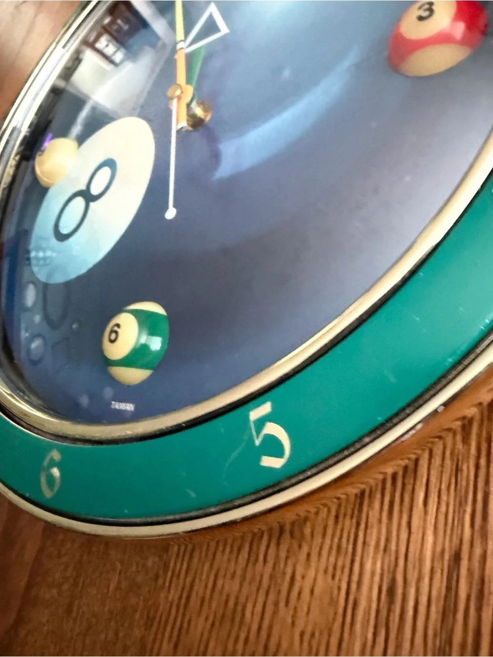 Billiards Quartz Round Wall Clock Pool Balls Game Room Mancave Ball 8 - Works